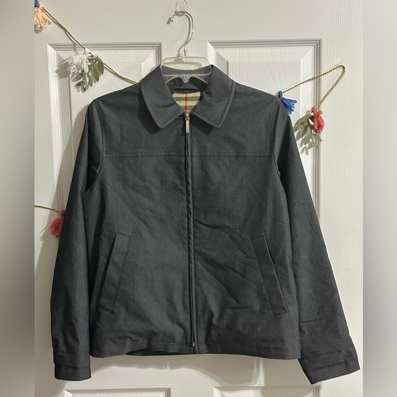 Burberry London Women’s Collared Grey Zip Up Jacket with Plaid Lining - S - Picture 1 of 10